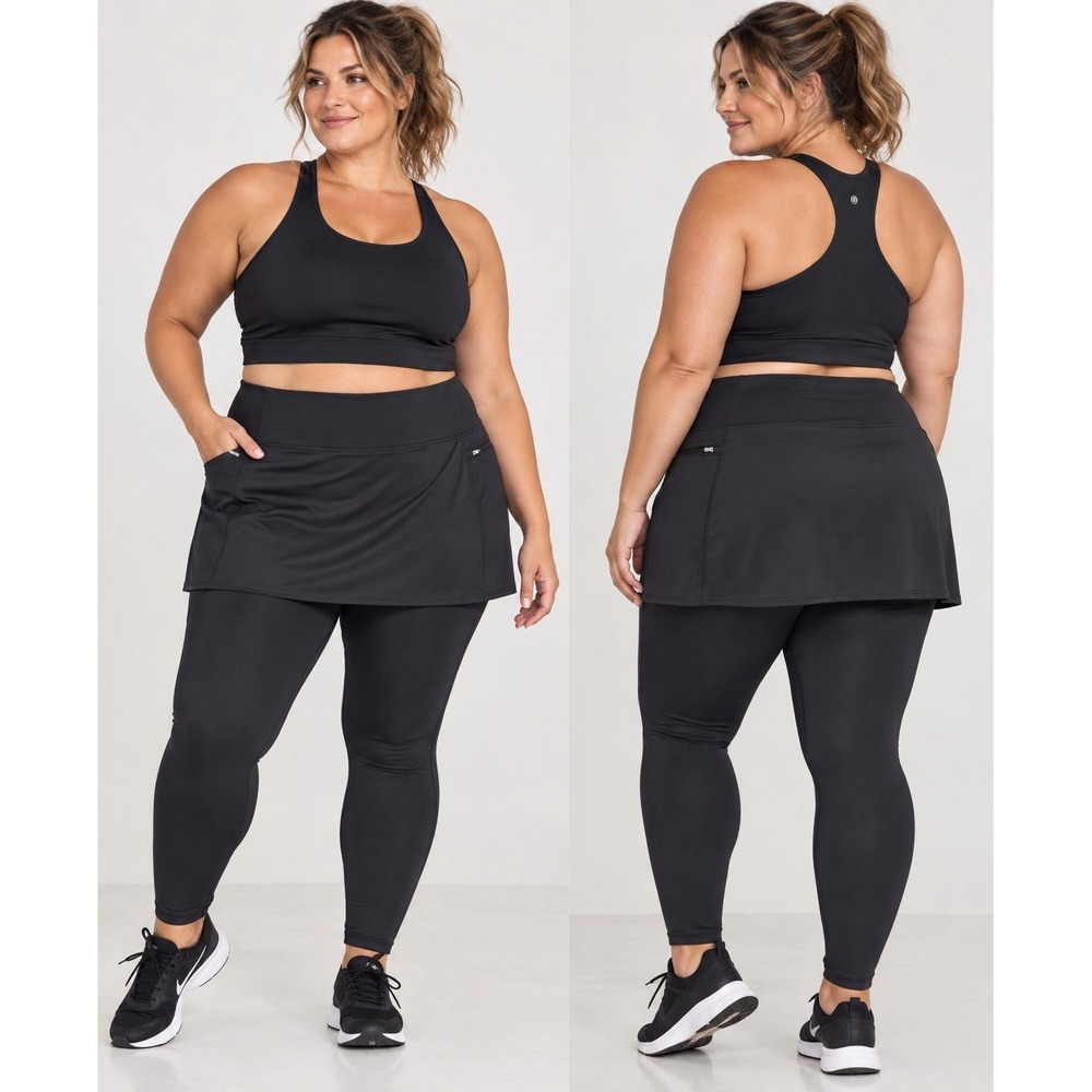 Athleta High Traverse 2 in 1 Skirt Leggings Womens 2X Black Tennis NWT Modest